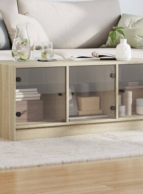 VidaXL Salontafel met glazen deuren 102x50x42 cm sonoma eikenkleurig