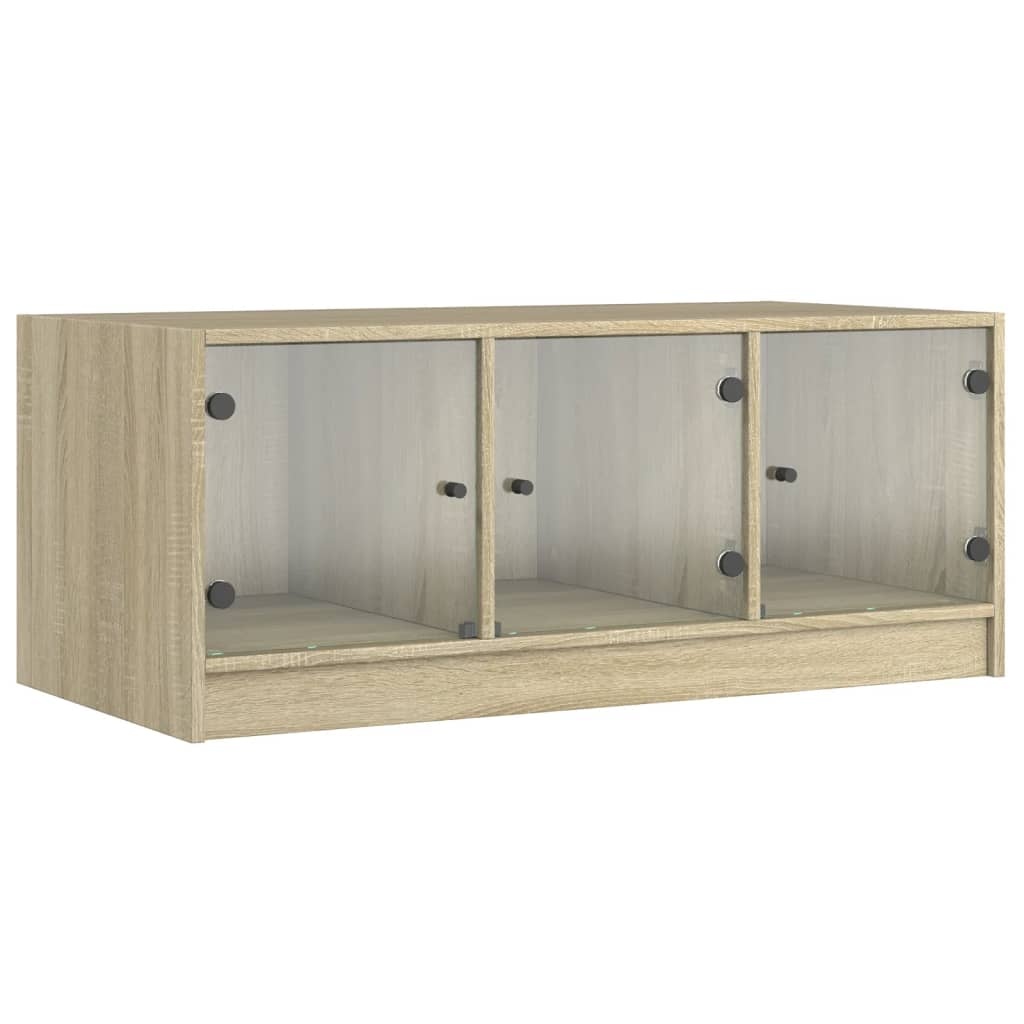 VidaXL Salontafel met glazen deuren 102x50x42 cm sonoma eikenkleurig