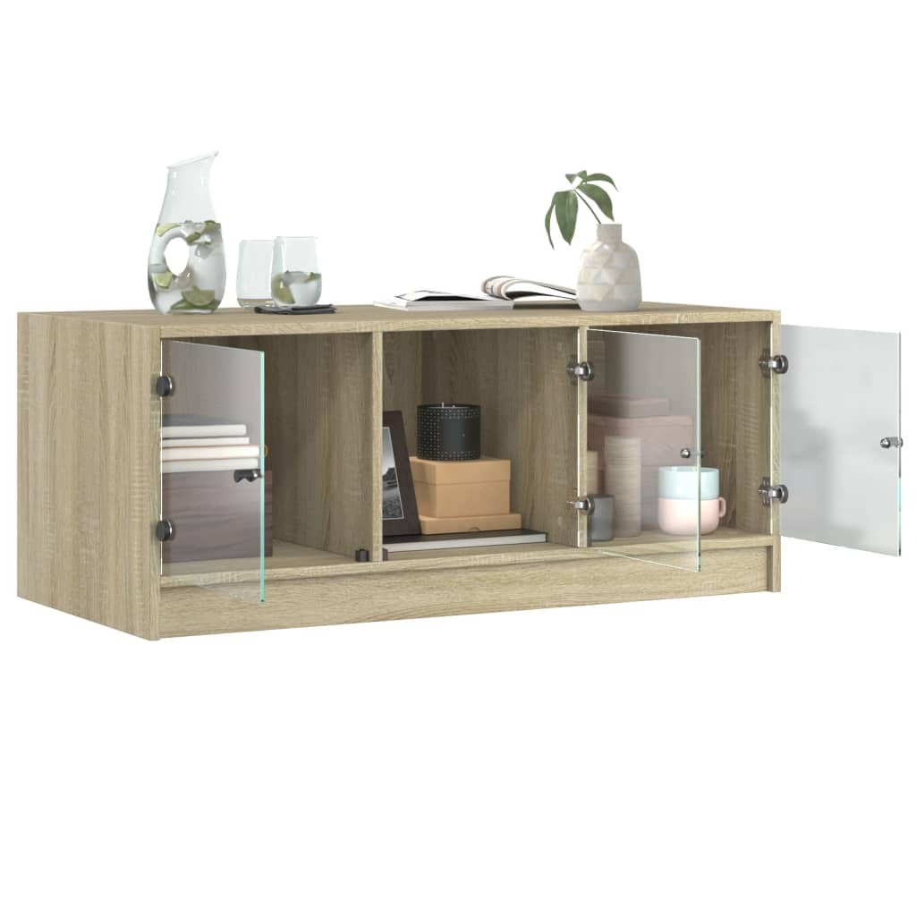 VidaXL Salontafel met glazen deuren 102x50x42 cm sonoma eikenkleurig