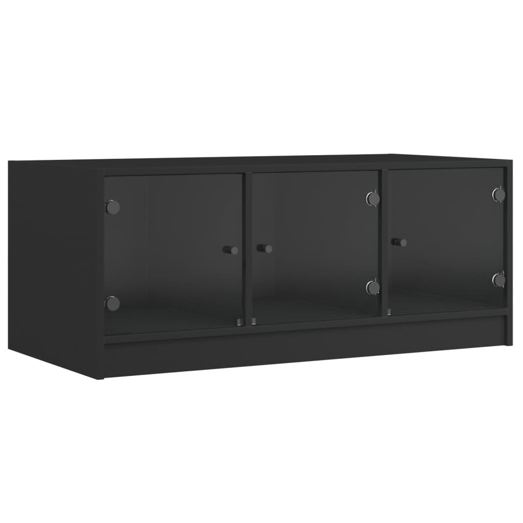 VidaXL Salontafel met glazen deuren 102x50x42 cm zwart