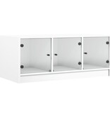 VidaXL Salontafel met glazen deuren 102x50x42 cm wit