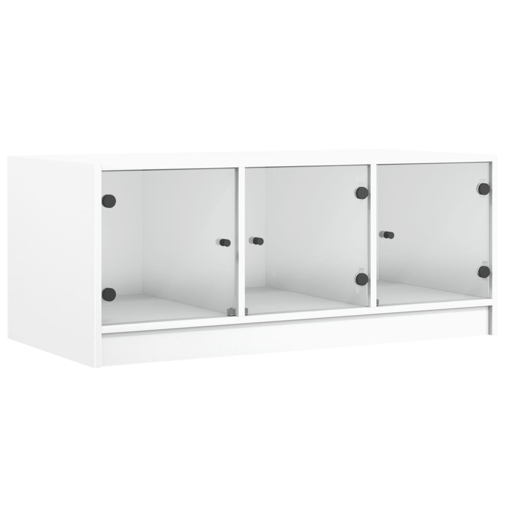 VidaXL Salontafel met glazen deuren 102x50x42 cm wit
