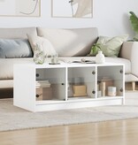 VidaXL Salontafel met glazen deuren 102x50x42 cm wit