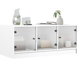 VidaXL Salontafel met glazen deuren 102x50x42 cm wit