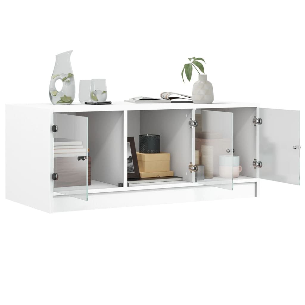 VidaXL Salontafel met glazen deuren 102x50x42 cm wit