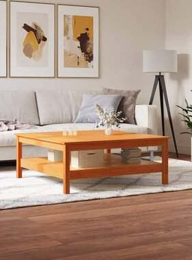 VidaXL Salontafel 100x100x40 cm massief grenenhout wasbruin