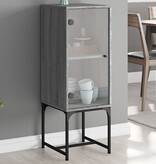 VidaXL Bijzetkast met glazen deur 35x37x100 cm grijs sonoma eikenkleur