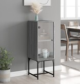 VidaXL Bijzetkast met glazen deur 35x37x100 cm grijs sonoma eikenkleur