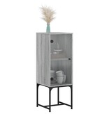 VidaXL Bijzetkast met glazen deur 35x37x100 cm grijs sonoma eikenkleur