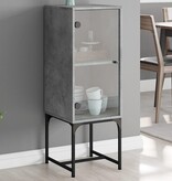 VidaXL Bijzetkast met glazen deur 35x37x100 cm betongrijs