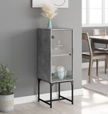 VidaXL Bijzetkast met glazen deur 35x37x100 cm betongrijs