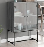 VidaXL Bijzetkast met glazen deuren 69x37x100 cm grijs sonoma eiken
