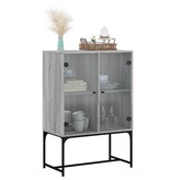 VidaXL Bijzetkast met glazen deuren 69x37x100 cm grijs sonoma eiken