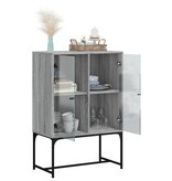 VidaXL Bijzetkast met glazen deuren 69x37x100 cm grijs sonoma eiken