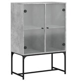 VidaXL Bijzetkast met glazen deuren 69x37x100 cm betongrijs