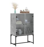 VidaXL Bijzetkast met glazen deuren 69x37x100 cm betongrijs