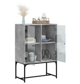 VidaXL Bijzetkast met glazen deuren 69x37x100 cm betongrijs