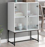 VidaXL Bijzetkast met glazen deuren 69x37x100 cm wit