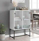 VidaXL Bijzetkast met glazen deuren 69x37x100 cm wit