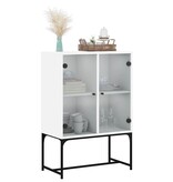 VidaXL Bijzetkast met glazen deuren 69x37x100 cm wit