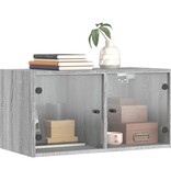 VidaXL Wandkasten met glazen deuren 2 st 68,5x37x35 cm grijs sonoma