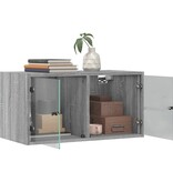VidaXL Wandkasten met glazen deuren 2 st 68,5x37x35 cm grijs sonoma