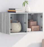 VidaXL Wandkast met glazen deuren 68,5x37x35 cm grijs sonoma