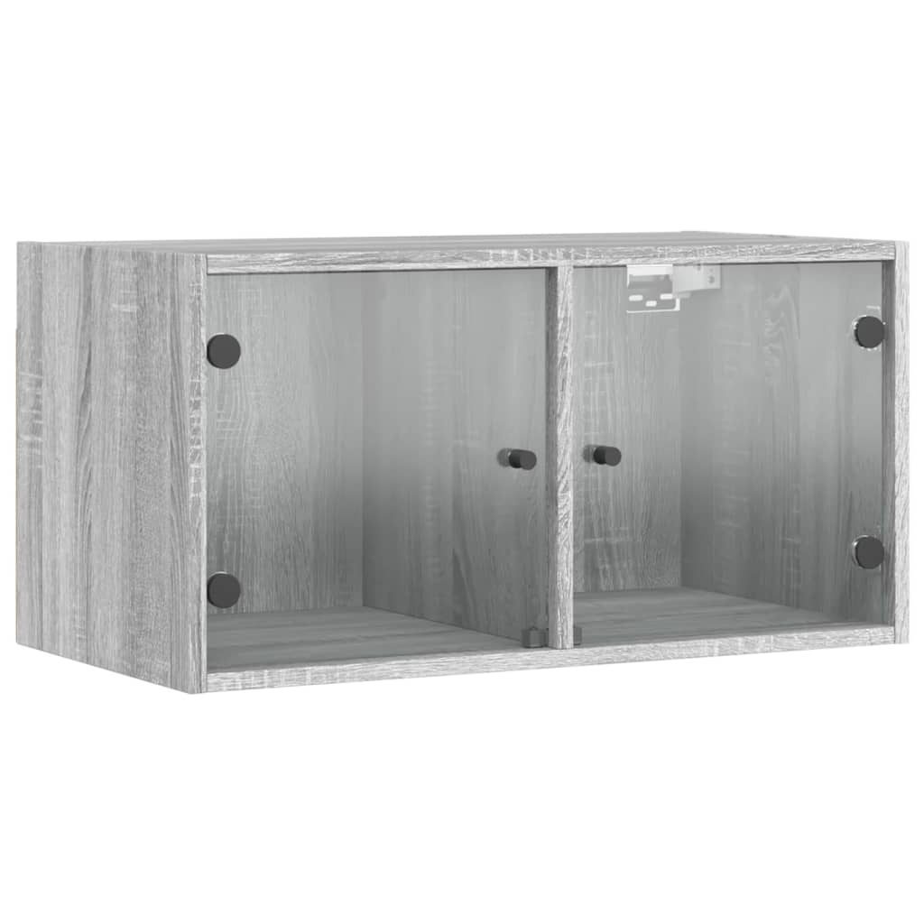 VidaXL Wandkast met glazen deuren 68,5x37x35 cm grijs sonoma