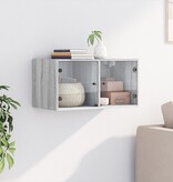 VidaXL Wandkast met glazen deuren 68,5x37x35 cm grijs sonoma