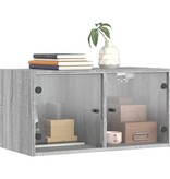 VidaXL Wandkast met glazen deuren 68,5x37x35 cm grijs sonoma