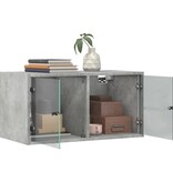 VidaXL Wandkasten met glazen deuren 2 st 68,5x37x35 cm betongrijs