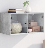 VidaXL Wandkast met glazen deuren 68,5x37x35 cm betongrijs