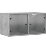 VidaXL Wandkast met glazen deuren 68,5x37x35 cm betongrijs