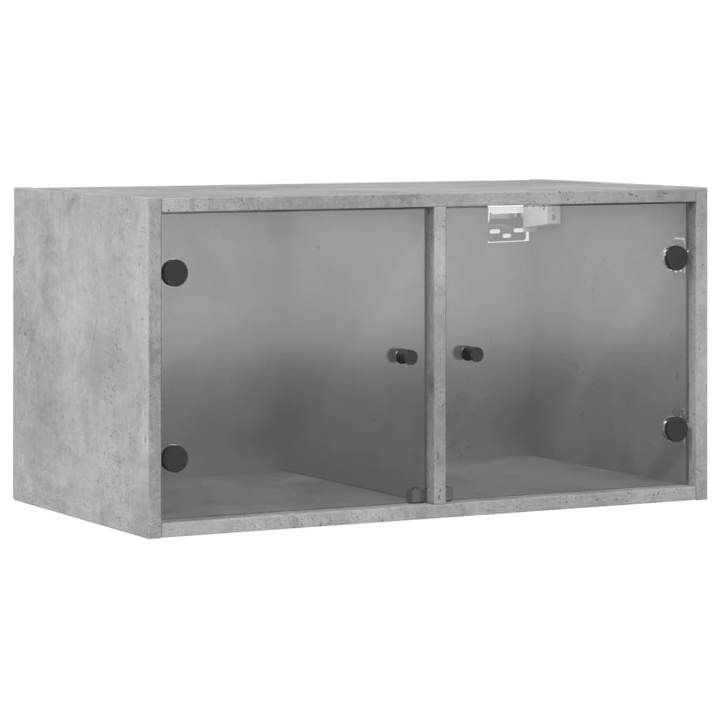 VidaXL Wandkast met glazen deuren 68,5x37x35 cm betongrijs