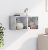 VidaXL Wandkast met glazen deuren 68,5x37x35 cm betongrijs