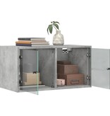 VidaXL Wandkast met glazen deuren 68,5x37x35 cm betongrijs
