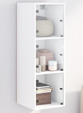 VidaXL Wandkast met glazen deuren 35x37x100 cm wit