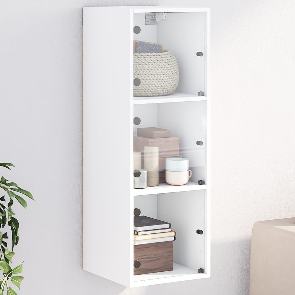 VidaXL Wandkast met glazen deuren 35x37x100 cm wit