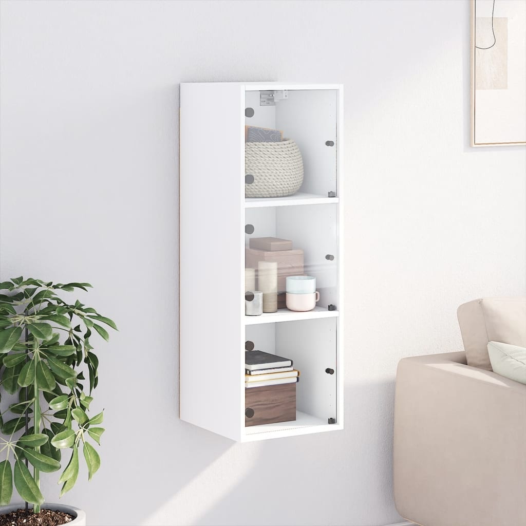 VidaXL Wandkast met glazen deuren 35x37x100 cm wit