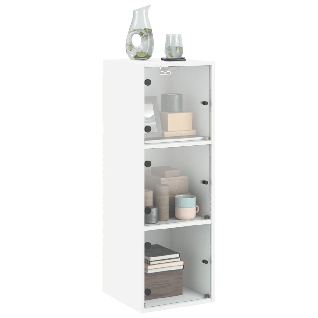 VidaXL Wandkast met glazen deuren 35x37x100 cm wit