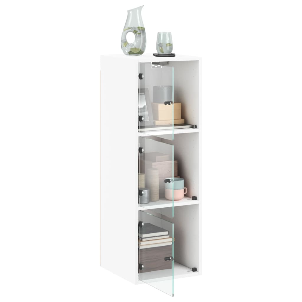 VidaXL Wandkast met glazen deuren 35x37x100 cm wit