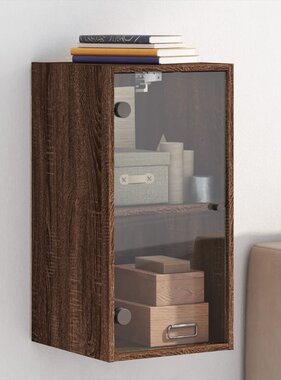 VidaXL Wandkast met glazen deuren 35x37x68,5 cm bruineikenkleurig
