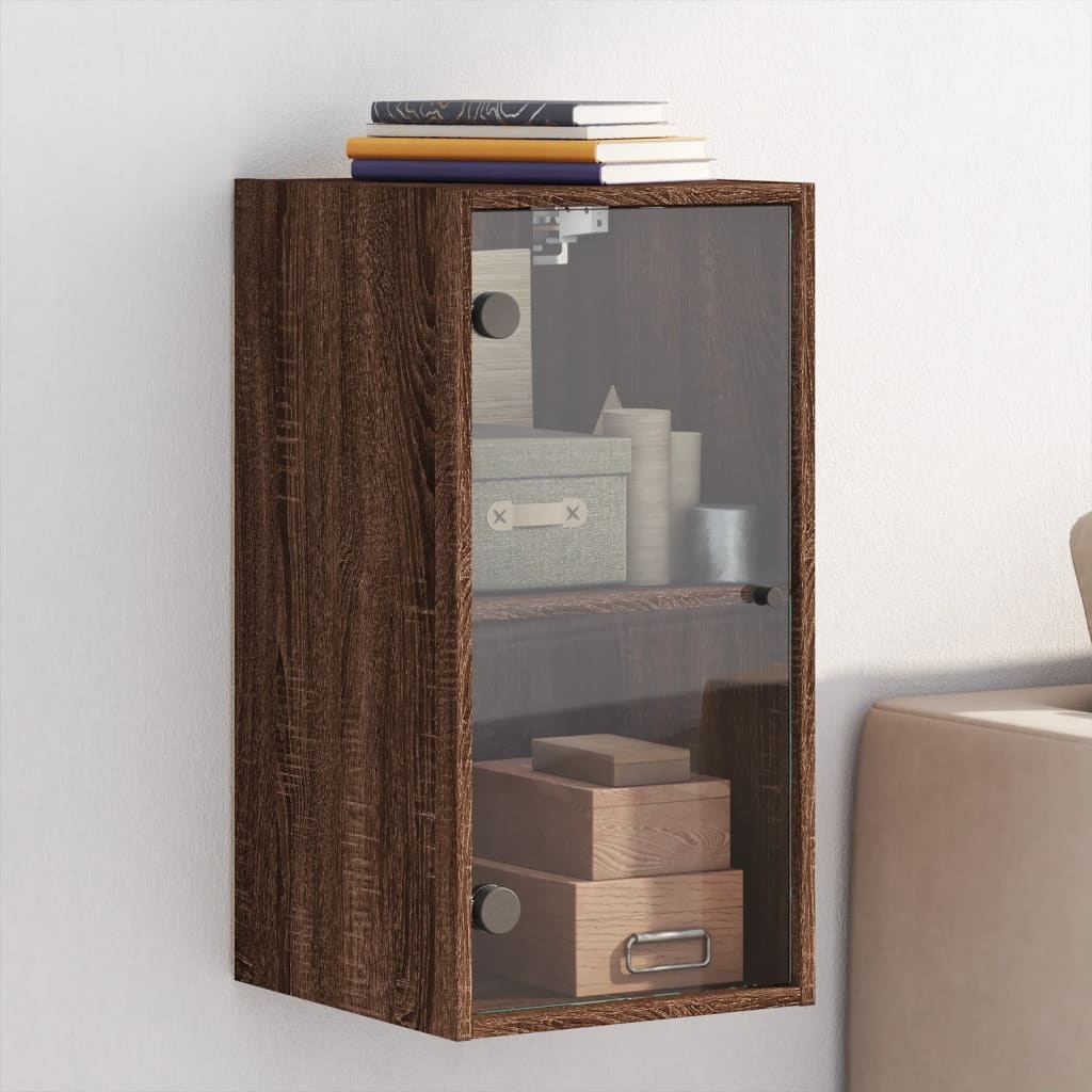 VidaXL Wandkast met glazen deuren 35x37x68,5 cm bruineikenkleurig