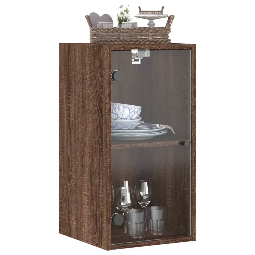 VidaXL Wandkast met glazen deuren 35x37x68,5 cm bruineikenkleurig