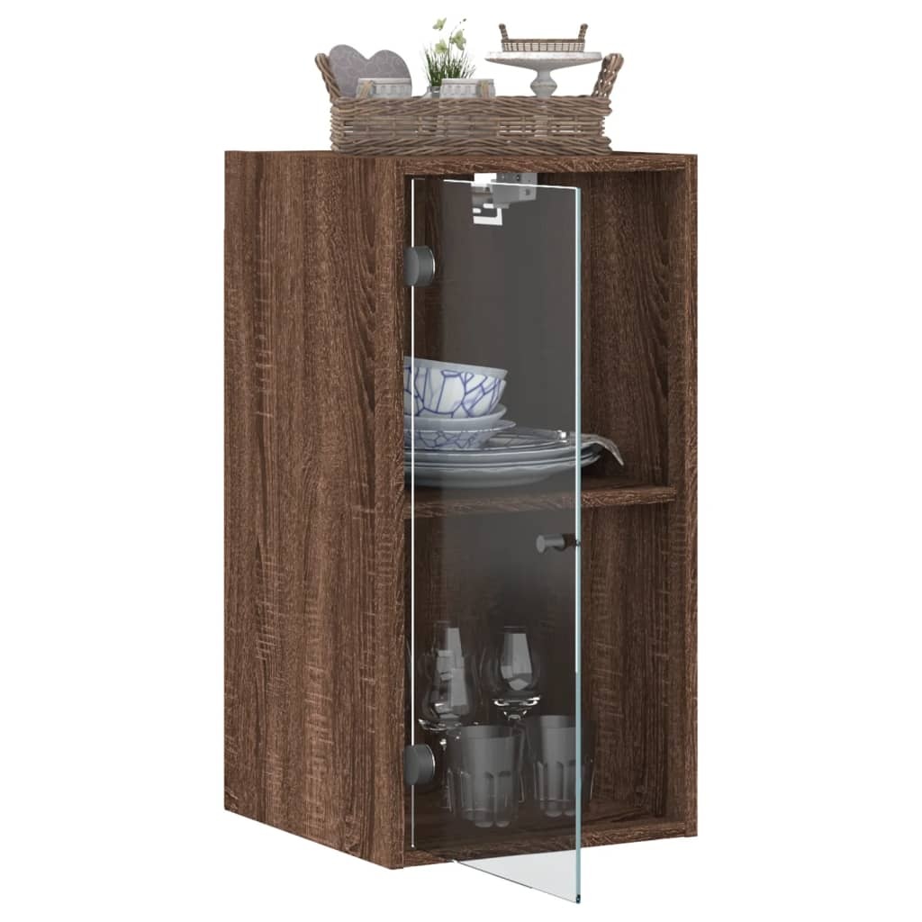 VidaXL Wandkast met glazen deuren 35x37x68,5 cm bruineikenkleurig