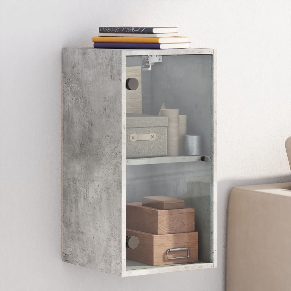 VidaXL Wandkast met glazen deuren 35x37x68,5 cm betongrijs