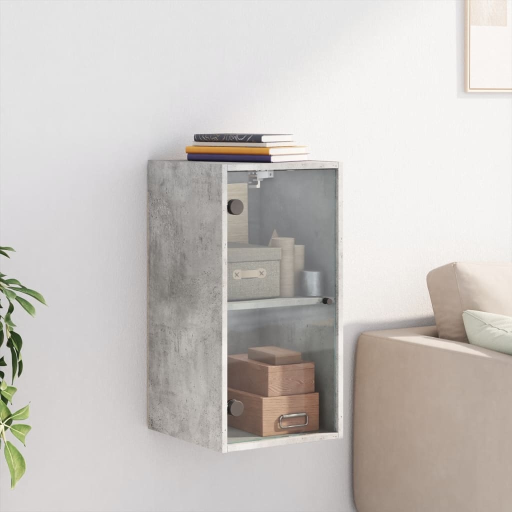 VidaXL Wandkast met glazen deuren 35x37x68,5 cm betongrijs