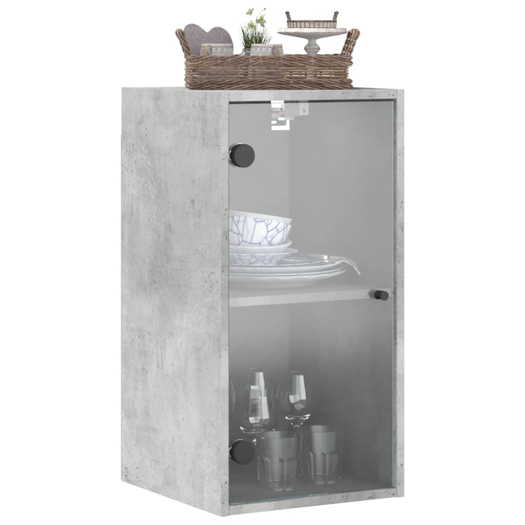 VidaXL Wandkast met glazen deuren 35x37x68,5 cm betongrijs