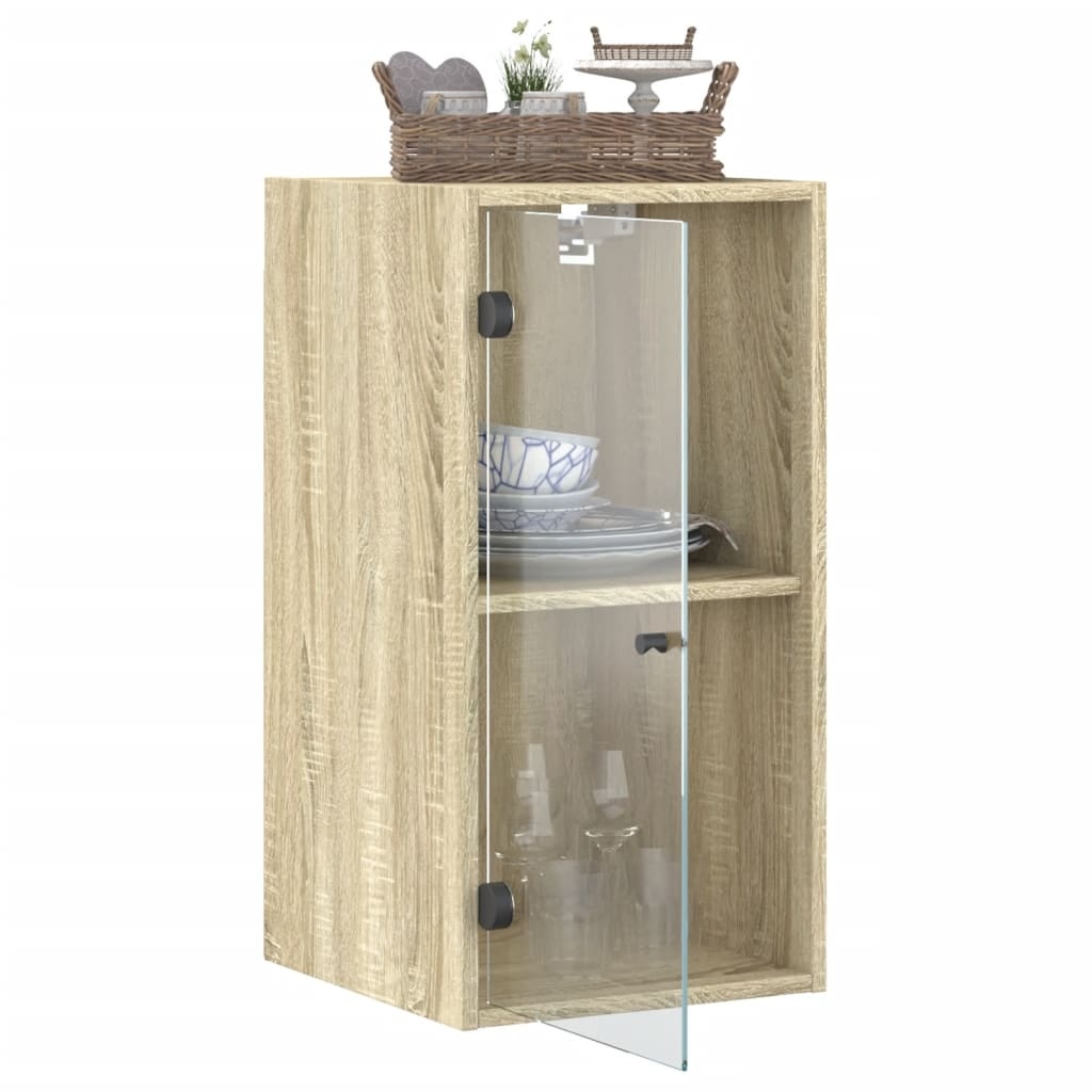 vidaXL Wandkast met glazen deuren 35x37x68,5 cm sonoma eikenkleurig