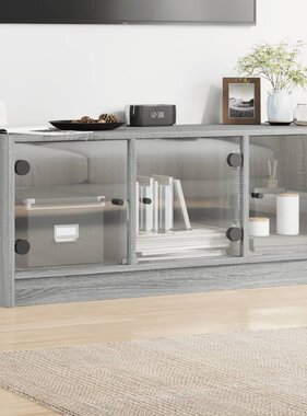 VidaXL Tv-meubel met glazen deuren 102x37x42 cm grijs sonoma eiken